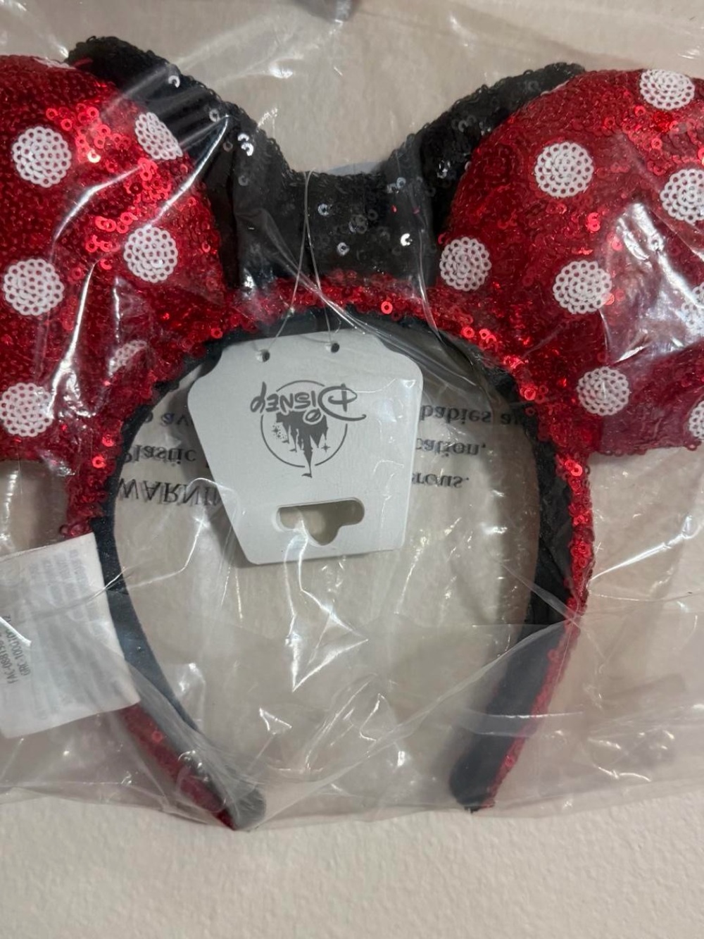 Disney Red Sequin Polka Dot Minnie Ears Headband with Black Trim